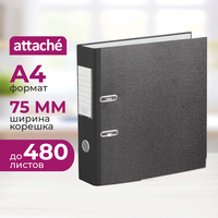 Папка-регистратор Attache 75 мм чёрная бумага с защитным уголком