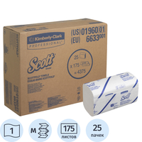 Полотенца бумажные листовые Kimberly Clark Kimberly-Clark М-сложение  1-слойные белые 25 пачек по 175 листов (6633)