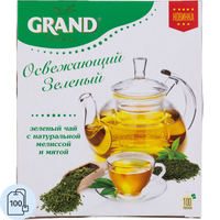 Чай зеленый Grand Освежающий 100 пакетиков (мята, мелисса)