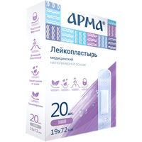 Лейкопластырь АРМА 19х72 мм полимерный прозрачный (20 штук в упаковке)