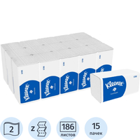 Полотенца бумажные листовые Kimberly Clark Kimberly-Clark Z-сложение  2-слойные белые 15 пачек по 186 листов (6789)