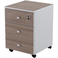 Тумба подкатная Easy Standard LT с замком (дуб шамони тёмный/серая,  400x420x563 мм, 3 ящика)