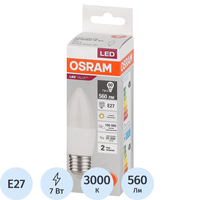 Лампа светодиодная Osram 7 Вт E27 C 3000 К 560 Лм матовая  (4058075579446)
