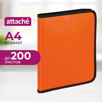 Папка-конверт на молнии с 3-х сторон Attache Neon A4 оранжевая