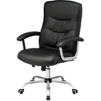 Кресло для руководителя Easy Chair 550 TR чёрное (рециклированная кожа с  компаньоном, металл)