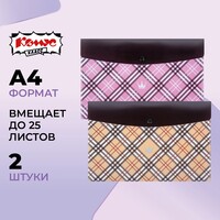 Папка-конверт на кнопке Комус Класс Квин 215x325 200 мкм (2 штуки в  упаковке)