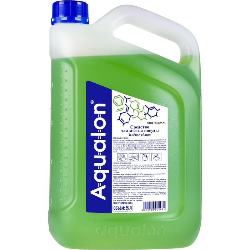 Средство для мытья посуды Aqualon Зеленое яблоко 5 л – выгодная цена – купить товар Средство для мытья посуды Aqualon Зеленое яблоко 5 л в интернет-магазине Комус