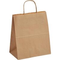 Крафт-пакет бумажный коричневый с кручеными ручками 24x14х28 см 70   г/кв.м био (250 штук в упаковке)