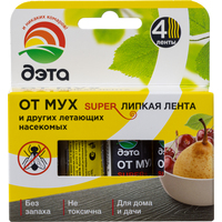 Средство от насекомых Дэта липкая лента от мух (4 штуки в упаковке)
