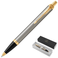 Уценка. Ручка шариковая Parker IM Brushed Metal GT цвет чернил синий,  цвет  корпуса серебристый (артикул производителя 1931670)