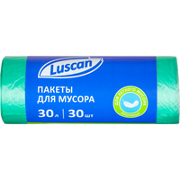 Мешки для мусора Luscan 30 л зеленые (ПНД 10 мкм, 30 штук)