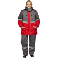 Костюм рабочий зимний женский з43-КПК с СОП серый/красный (размер 48-50,  рост 170-176)