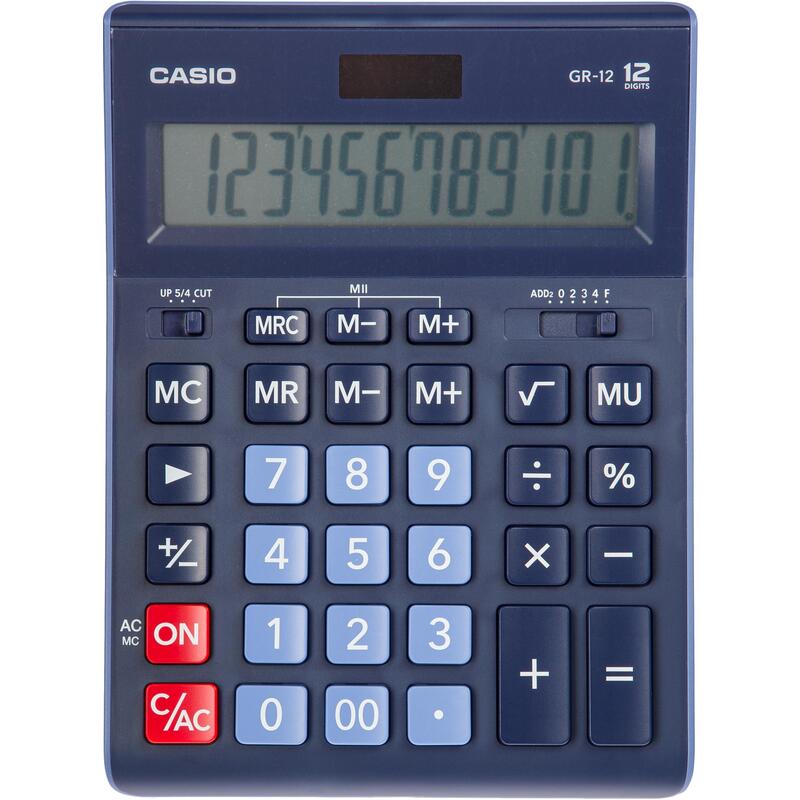 Калькулятор настольный Casio GR-12-BU 12-разрядный синий 209х155х34 мм – выгодная цена – купить товар Калькулятор настольный Casio GR-12-BU 12-разрядный синий 209х155х34 мм в интернет-магазине Комус