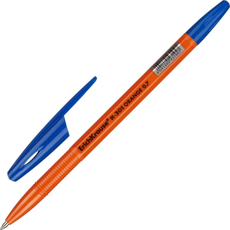 Ручка шариковая неавтоматическая Erich Krause R-301 Orange Stick синяя (толщина линии 0.35 мм) – выгодная цена – купить товар Ручка шариковая неавтоматическая Erich Krause R-301 Orange Stick синяя (толщина линии 0.35 мм) в интернет-магазине Комус