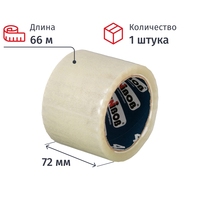 Клейкая лента упаковочная Unibob 400 72 мм х 66 м 40 мкм прозрачная