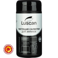 Салфетки влажные для экранов универсальные LUSCAN (Attache Selection) с  антистатическим эффектом биоразлагаемые (100 штук в тубе)