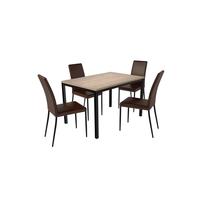 Комплект обеденной мебели Итан К-006 дуб мадуро/черный (стол, 4 стула)