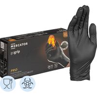 Перчатки одноразовые Mecrator Gogrip нитриловые неопудренные  особопрочные черные (размер XL, 50 штук/25 пар в упаковке)