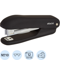 Степлер Attache Comfort до 12 листов черный (скобы № 10, с   антистеплером, покрытие soft touch)