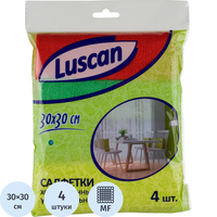 Салфетки хозяйственные Luscan микрофибра 30х30 см 220 г/кв.м (4 штуки в  упаковке, 3030X220X4)