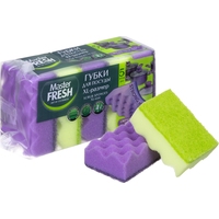 Губка для посуды Master FRESH Xl Strong поролон 9.5x6.5 см с абразивным  слоем (5 штук в упаковке)