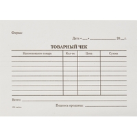Бланк Attache Товарный чек №1 офсет А6 (98х135 мм, 100 листов)