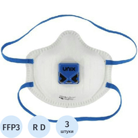 Респиратор UnixAir 113 V противоаэрозольный с клапаном FFP3 (3 штуки в  упаковке)