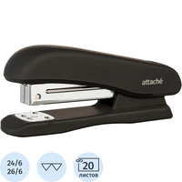 Степлер Attache Comfort до 20 листов черный (скобы № 24/6, 26/6,   покрытие soft touch)
