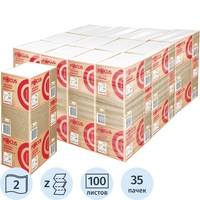 Полотенца бумажные листовые Focus Z-сложение 2-слойные белые 35 пачек по  100 листов (5076395)