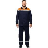 Костюм рабочий летний мужской л16-КБР с СОП синий/оранжевый (размер  48-50, рост 170-176)