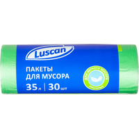 Мешки для мусора Luscan 35 л зеленые (ПНД 8 мкм, 30 штук)
