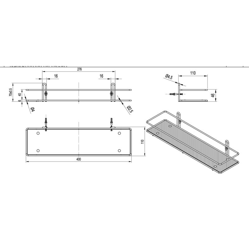 Полка для ванной swensa 1 ярусная прямая 40x11x7 см