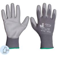 Перчатки рабочие защитные Jeta Safety JP011 нейлоновые с полиуретановым  покрытием серые (4 нити, 13 класс, размер 7 (S), 12 пар в упаковке)
