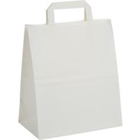 Крафт-пакет бумажный белый с плоскими ручками 24x14х28 см 80 г/кв.м био  (300  штук в упаковке)