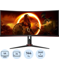 Монитор 34'' AOC CU34G2X/BK чёрный/красный