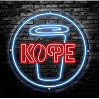 Уценка. Панель световая (лайтбокс) неоновая ProMega Кофе круглая  настенная  (500x500 мм)