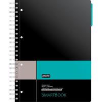 Бизнес-тетрадь Attache Selection Smartbook А4 120 листов  черная/бирюзовая в клетку на спирали  (238х299 мм)