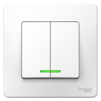 Выключатель двухклавишный Schneider Electric Blanca 10А IP20 с рамкой  скрытого монтажа с подсветкой белый (BLNVS010511)