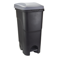 Контейнер для раздельного сбора мусора Idea 85 л пластик на 2-х колесах с педалью серый/черный  (86x39x39 см)