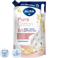 Крем-мыло Aura Pure Cotton 2 в 1 850 мл