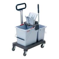 Уценка. Тележка уборочная Vileda Professional Система УльтраСпид Про двухведерная 1х25 л + 1х10 л с отжимом на платформе с транспортировочной ручкой (арт. производителя 147209)