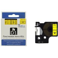 Картридж Vell VL-D-S0720730/40918 для принтера этикеток Dymo (9 мм x 7  м,  цвет ленты желтый, шрифт черный)