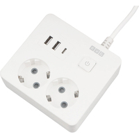 Удлинитель Power Cube 2 розетки + USB 1.9 м с заземлением и выключателем  (PC-1-2M)