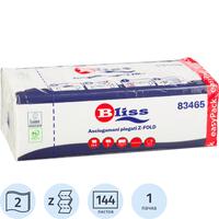Полотенца бумажные листовые Bliss H2 Z-сложение 2-слойные белые 144  листа (83465)