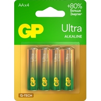 Батарейка АА пальчиковая GP Ultra (4 штуки в упаковке)