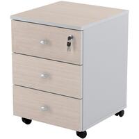 Тумба подкатная Easy Standard LT с замком (дуб шамони светлый/серая,  400x420x563 мм, 3 ящика)