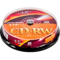 Диск CD-RW VS 700 МБ 4x -12x cake box VSCDRWCB1001 (10 штук в упаковке)