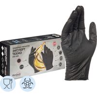 Перчатки КЩС Manipula Specialist Эксперт Техно DG-025 нитриловые  неопудренные особопрочные черные (размер 8-M, 50 штук/25 пар в упаковке)