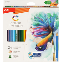 Карандаши акварельные Deli Color Emotion трёхгранные 24 цвета с кистью в  наборе