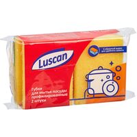 Губка для посуды Luscan поролон 9x6.5 см с абразивным слоем (2 штуки в  упаковке)